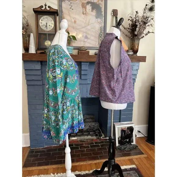 Matilda Jane / Carve Designs XL Ditsy Floral Boho Tunic Shirts Tops Lot Of 2 - Picture 2 of 11